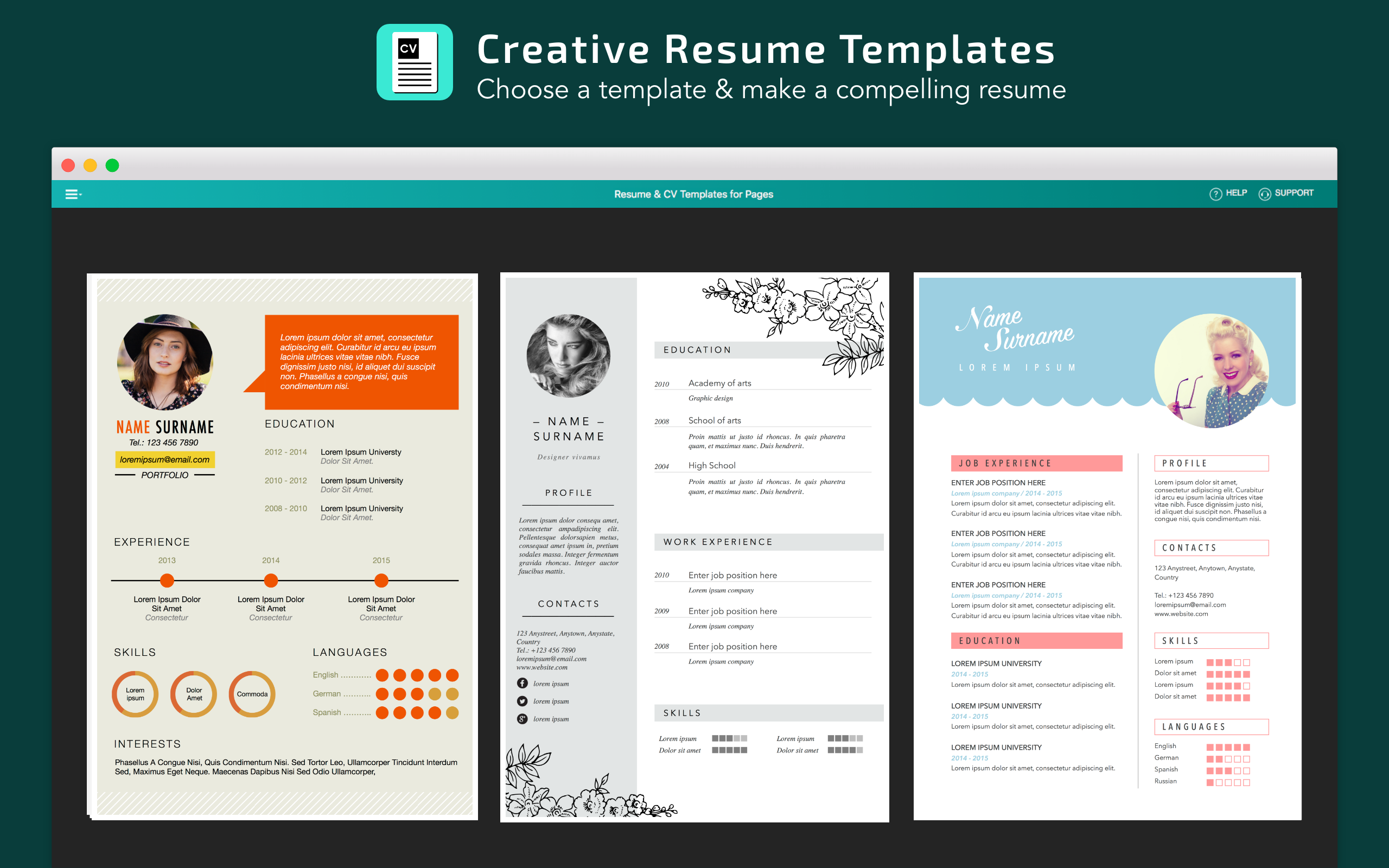 free mac pages resume templates